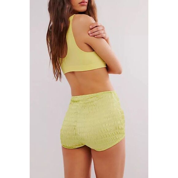 Free People Intimately Ruched Shorties Sunny Lime XS NEW without tags - Picture 1 of 8